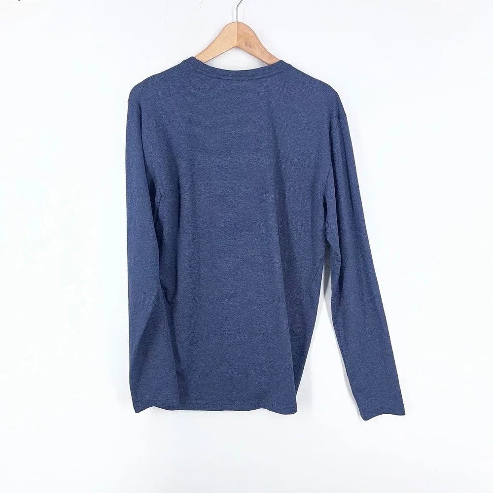 Nike Mens Dri-FIT Long Sleeve Training Shirt Heather Blue AT1120-471 Size M